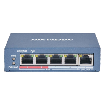 Switch 4 porturi 100 Mb PoE, 1 port uplink RJ45 100 Mb, SMART Management - HIKVISION DS-3E1105P-EI-M Switch 4 porturi 100 Mb PoE, 1 port uplink RJ45 100 Mb, SMART Management - HIKVISION DS-3E1105P-EI-M