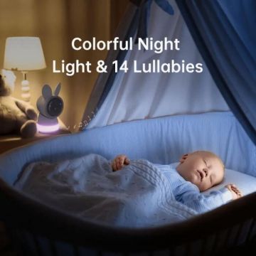Arenti Camera de supraveghere WIFI Baby Monitor, 2K/3MP UHD 355° Arenti AInannycam, Lullabies, Cry Detection, Temp & Umidity Sensor, Two Way Talk, Alb(Camera unica)