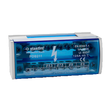 Bloc de distributie electrica, 2x11 poli, 125A - Plastim PDB211