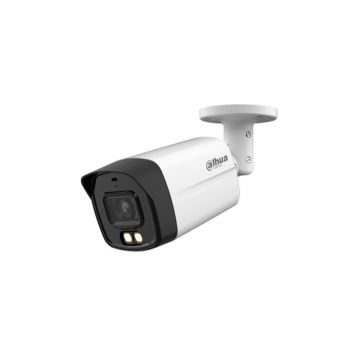Camera supraveghere exterior cu iluminare duala Dahua HAC-HFW1500TLM-IL-A-0280B-S3-DIP, 5 MP, IR/lumina alba 40 m, 2.8 mm, microfon, detectare miscare