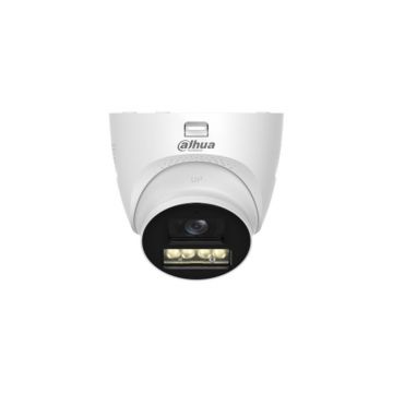 Camera supraveghere exterior Dome HDCVI cu iluminare duala Dahua HAC-HDW1200TQ-IL-T-0280B-DIP, 2 MP, 2.8 mm, IR/lumina alba 40 m, microfon si difuzor