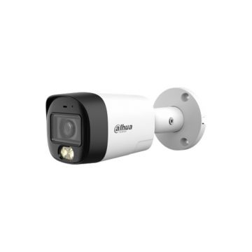 Camera supraveghere exterior HDCVI cu iluminare duala Dahua HAC-HFW1200RM-IL-T-0280B-DIP, 2MP, 2.8 mm, IR/lumina alba 30 m, microfon si difuzor