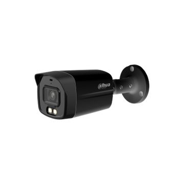 Camera supraveghere exterior HDCVI cu iluminare duala Dahua HAC-HFW1500TLMP-IL-A-0280B-S2, 5 MP, 2.8 mm, IR/lumina alba 40 m, microfon, neagra