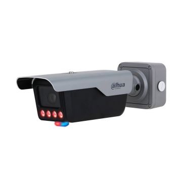 Camera supraveghere exterior IP ANPR LPR motorizata cu iluminare duala Dahua Starlight ITC413-PW4D-Z3, 4 MP, 8-32 mm, recunoastere numere pana la 120 km/h, IR/lumina calda 60 m, microfon si difuzor, alarma , PoE