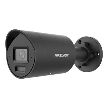 Camera supraveghere exterior IP cu iluminare duala Hikvision ColorVu DS-2CD2047G3-LI2UY/SL/BK, 4 MP, 2.8 mm, IR/lumina alba 40 m, slot card, microfon dual si difuzor, sirena, lumina stroboscopica, anti-coroziune, PoE, negru