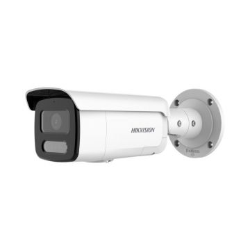 Camera supraveghere exterior IP cu iluminare duala Hikvision ColorVu DS-2CD2T47G2H-LISU/SL(4MM)(EF), 4 MP, 4 mm, IR/lumina alba 60 m, microfon si difuzor, slot card, stroboscop, PoE