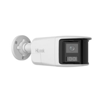 Camera supraveghere exterior IP panoramica cu iluminare duala Hikvision HiLook IPC-B460HAD-LUF/SL, 6 MP, 2.8 mm, IR/lumina alba 30 m, microfon si difuzor, slot card, PoE, lumina stroboscopica