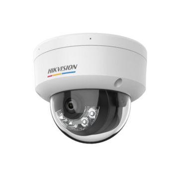 Camera supraveghere IP Dome cu iluminare duala Hikvision ColorVu DS-2CD1127G2H-LIU, 2 MP, 4 mm, IR/Lumina calda 30 m, microfon, ONVIF, PoE