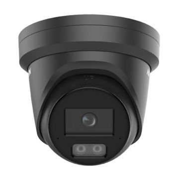 Camera supraveghere IP Dome cu iluminare duala Hikvision ColorVu DS-2CD2347G3-LI2UY/BK, 4 MP, 2.8 mm, IR/lumina alba 30 m, slot card, microfon dual, anti-coroziune, PoE, negru