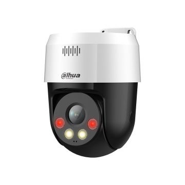 Camera supraveghere IP Dome PT cu iluminare duala Dahua WizSense Active Deterrence SD2A300NB-GNY-A-PV-0400, 3 MP, 4 mm, lumina alba 30 m, IR 30 m, microfon si difuzor, slot card, alarma, detectie om/vehicul, PoE