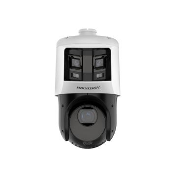 Camera supraveghere IP PTZ Speed Dome panoramica Hikvision Acusense TandemVu DS-2SE4C425MWG-E/26(F0), 6+4 MP, 4.8-120 mm / 2.8 mm, IR 100 m, lumina alba 30 m, slot card, 25x, PoE