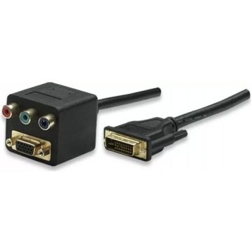 MANHATTAN Cablu Video Splitter Manhattan DVI-I Tata la VGA Mama, lungime cablu 3 m, Negru