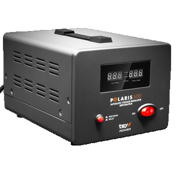 Regulator de tensiune cu servomotor TSY Power, 500VA, tensiune la intrare 150-260V, delay 6-180s AVR-POLARIS-500VA