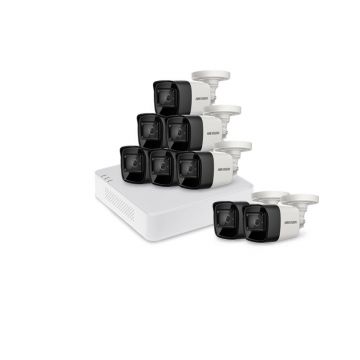 Sistem supraveghere exterior basic HikVision, 8 camere, 8 MP, IR 30 m, 2.8 mm