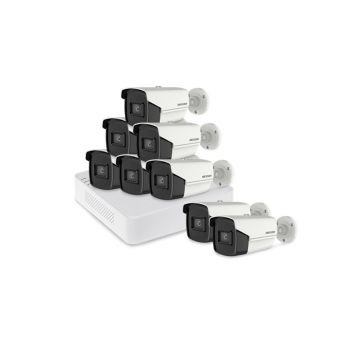 Sistem supraveghere exterior basic HikVision, 8 camere, 8 MP, IR 60 m, 2.8 mm
