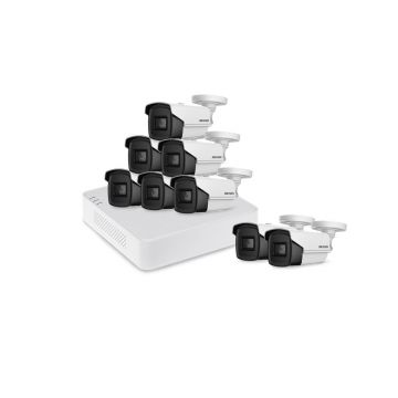 Sistem supraveghere exterior basic HikVision, 8 camere, 8 MP, IR 80 m, 3.6 mm