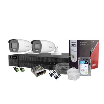 Sistem supraveghere exterior complet cu iluminare duala Hikvision HiLook KIT-HL-C-2C-C-0004, 3K, 2.8 mm, IR/lumina alba 40 m, microfon, HDD 1TB Sistem supraveghere exterior complet cu iluminare duala Hikvision HiLook KIT-HL-C-2C-C-0004, 3K, 2.8 mm, IR/lumina alba 40 m, microfon, HDD 1TB