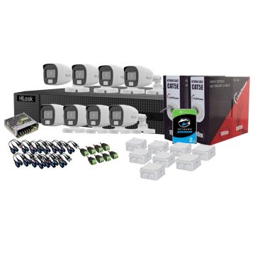 Sistem supraveghere exterior complet cu iluminare duala Hikvision HiLook KIT-HL-C-8C-C-0002, 5 MP, 2.8 mm, IR/lumina alba 20 m, microfon, HDD 2TB Sistem supraveghere exterior complet cu iluminare duala Hikvision HiLook KIT-HL-C-8C-C-0002, 5 MP, 2.8 mm, IR/lumina alba 20 m, microfon, HDD 2TB