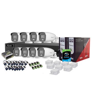 Sistem supraveghere exterior complet cu iluminare duala Hikvision HiLook KIT-HL-C-8C-C-0004, 3K, 2.8 mm, IR/lumina alba 40 m, microfon, HDD 1TB Sistem supraveghere exterior complet cu iluminare duala Hikvision HiLook KIT-HL-C-8C-C-0004, 3K, 2.8 mm, IR/lumina alba 40 m, microfon, HDD 1TB
