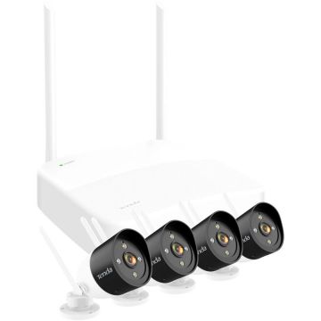 tenda NVR Kit supraveghere video wireless Tenda K4W-3TC, 4 camere de exterior,  3MP, Full HD, VGA, HDMI, USB 2.0, Retea, IP66