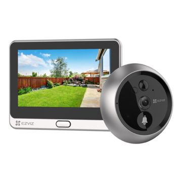 Vizor electronic smart WiFi cu sonerie Ezviz CS-DP2C-SILVER, 2 MP, 2 mm, IR 5 m, PIR 6 m, slot card, 4.3 inch, microfon, difuzor, acumulator 4600 mAh