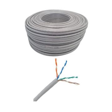 Cablu CAT6 UTP, 4x2x0.50mm CCA, rola 100m, gri