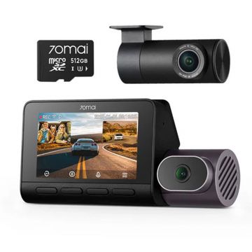 Camera auto cu lentila duala + camera spate RC41 70Mai T800-41-512G, 4K, WiFi 6, ecran 3 inch, GPS, HDR, ADAS, 146 grade, preinregistrare, night vision, slot card, microfon si difuzor, control prin aplicatie, card inclus