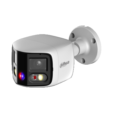 Camera de exterior IP Dahua WizSense TiOC Duo Active Deterrence, 2 x 4 MP, 180, lentila 2.8 mm, lumina alba 20 m, IR 25 m, microfon, difuzor, slot card, PoE - IPC-PFW3849S-A180-E2-AS-PV-0280B
