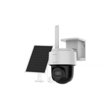Camera pentru exterior HiLook, 4MP 2K, 4G LTE Nano SIM, pan-tilt, panou solar 8W, baterie 9000mAh, IR+lumina alba 30m, IP66, IPC-CFSP4/4G-SIM