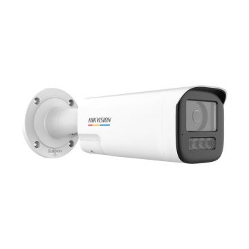 Camera supraveghere exterior IP cu iluminare duala Hikvision ColorVu DS-2CD1B47G3H-LIUF/SL, 4MP, 2.8 mm, IR/lumina alba 50 m, microfon si difuzor, slot card, alarma audio si lumina stroboscopica, PoE