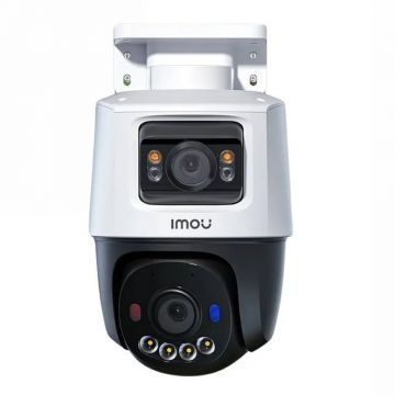 Camera supraveghere IP exterior cu lentila duala PT Imou Active Deterrence IPC-PS70FP-10M0, 5 + 5 MP, 3.6 mm, IR 30 m, microfon si difuzor, slot card, detectie om / vehicul, smart tracking, sirena, stroboscop, PoE