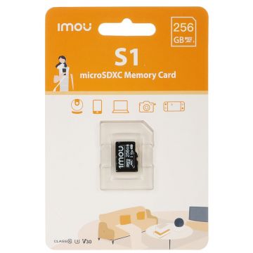 Card de memorie microSD iMOU S1, 256 GB, U3, V30 38/95 MB/s, 3D TLC, potrivit pentru supraveghere video, ST2-256-S1 MICROSD256-IMOU
