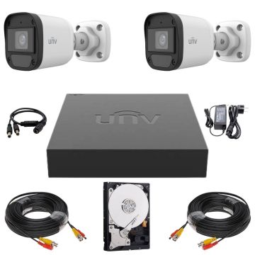 Sistem supraveghere Uniview, 2  camere, 2MP Full HD, Microfon, Infrarosu 20m, DVR, Accesorii montaj incluse