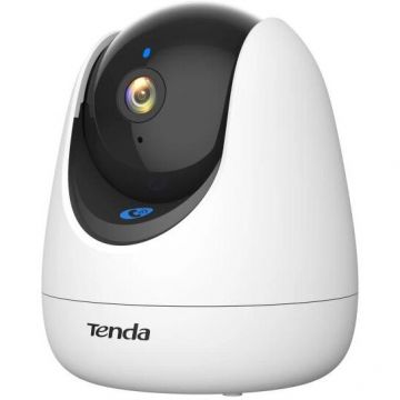 tenda Camera IP interior, Tenda, CP3-PRO, Wi-Fi 6, 3MP (2304x1296), Pan/Tilt, detectie AI (oameni/animale/plans copil), urmarire inteligenta, apelare cu un singur buton, audio bidirectional, IR pana la 12m, , 103x88x88mm, alb, card microSD 32GB inclus
