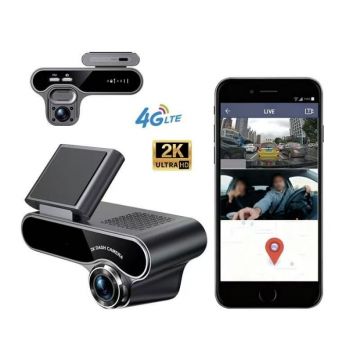 Camera Auto DVR iSEN Q10, Negru, 4G LTE, Duala (Fata + Interior), Full HD 1080P, IR 940nm Night Vision, Radar 24G, Detectie Miscare + Prezenta Umana, Monitorizare Parcare Low-Power  0.3s, GPS, Comunic