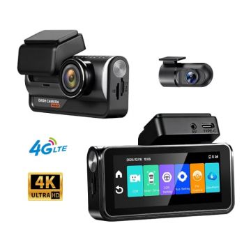 Camera Auto iSEN Z66 Dash Cam 4G LTE, Dual Camera 4K + 1080P, Ecran 2  , 128MB RAM, 128MB ROM, GPS, WiFi, ADAS, BSD, Monitorizare Parcare
