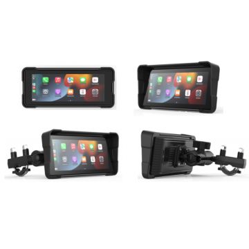 Camera Moto iSEN MT-7 Dash Cam Motocicleta, Ecran 6.86   IPS Touch, Dual Camera 1080P Fata Spate, Apple CarPlay Wireless, Android Auto, Bluetooth, Monitorizare Presiune Anvelope (TPMS), IP67