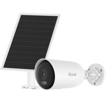 Camera supraveghere 4G LTE cu panou solar si iluminare duala Hikvision HiLook AOV IPC-CFS04/4G-SIM, 4 MP, 2.8 mm, IR/lumina alba 30 m, slot card, microfon si difuzor, acumulator 9000 mAh, always on video, SIM inclus