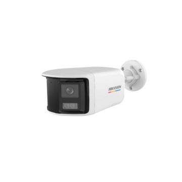 Camera supraveghere exterior cu iluminare si lentila duala Hikvision ColorVu DS-2CE12KF3TP-DLS, 5 MP, 2x 2.8 mm, IR/lumina alba 40 m, microfon