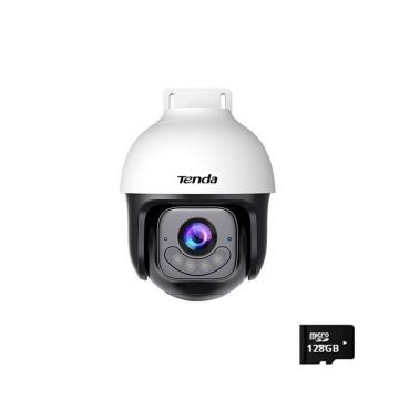 Camera supraveghere exterior WiFi cu iluminare duala Tenda CH7-WCA, 5 MP, 4 mm, 2.4 GHz, WiFi 6, IR si lumina alba 30 m, microfon si difuzor, alarma, card 128 GB inclus