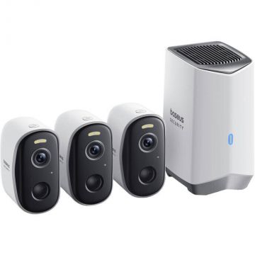 Camera supraveghere N1, Exterior, 2K, 7800 mAh, USB-A/USB-C, Alb