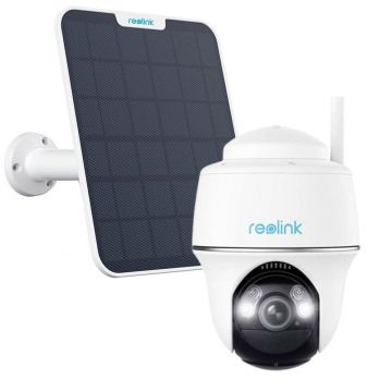 Camera supraveghere rotativa PT wireless WiFi cu panou solar Reolink Argus PT B430, 5 MP, IR / lumina alba 10 m, microfon, difuzor, slot card, detectie persoane / vehicule / animale, acumulator 21.6 Wh