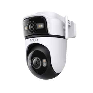 Camera supraveghere wireless IP WiFi PT cu lentila duala TP-Link Full Color TAPO C545D, 3MP+3MP, IR/lumina alba 30 m, microfon si difuzor, slot card, control prin aplicatie, detectie smart, auto tracking