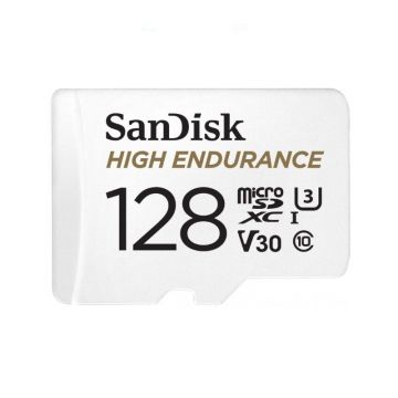 Card de memorie SanDisk 128GB High Endurance Video cu Adaptor, microSDXC, Class 10, V30, UHS-I U3