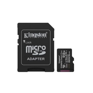 Card memorie KINGSTON 512GB Canvas Select Plus, SD adaptor, MicroSDTM HC UHS-I, Clasa 10, V30, UHS-I U3, performanta Android A1