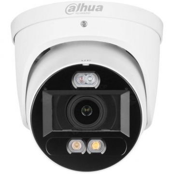 Dahua Camera IP Dome Motorizata Dahua IPC‑HDW3549H‑ZAS‑PV‑2713, 5MP, Iluminare Duala Active Deterrence, IR 50m, Lumina Alba si Sirena Integrata, Tehnologie WizSense, Slot MicroSD, PoE, Exterior, Carcasa Metalica, IP67, Alb