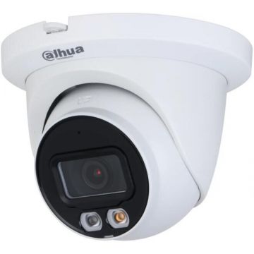 Dahua Camera supraveghere IP Dome cu iluminare duala Dahua WizSense IPC-HDW2449TM-S-IL-0280B, 4 MP, 2.8 mm, lumina alba/IR 30 m, slot card, microfon, PoE, Alb