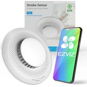 EZVIZ Senzor de fum Smart Home EZVIZ CS-T4C, avertizare optica si acustica, comunicare Wireless, ZigBee, Alb