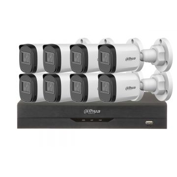 Kit supraveghere video, 8 camere 2MP FULL HD, lentila 3.6mm + DVR Dahua 8 canale, KIT-8EFHD4DAH