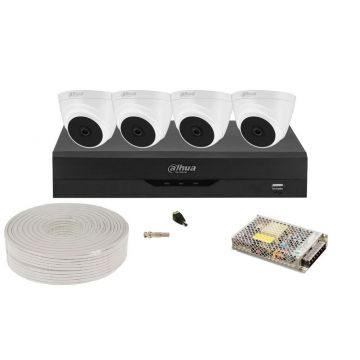 Kit supraveghere video complet cu 4 camere interior 2MP Safer, DVR 4 canale, Dahua KIT5MPINT-DAH-1
